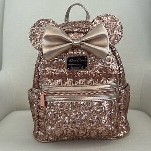 Disney Loungefly Rose Gold Sequin Backpack